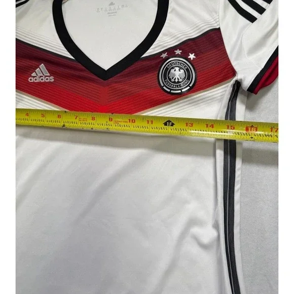 Adidas Shirt Deutscher Fussball-Bund Soccer Climacool Women Medium White V Neck - Picture 7 of 16